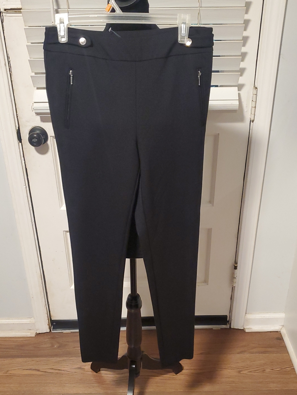 Rekucci Women’s Black Stretch Ankle Pants with Zip Pockets